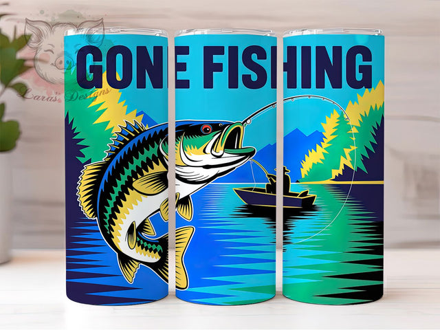 Gone Fishing Quote 20oz Tumbler Wrap, Fishing Quotes, Outdoor Lifestyle, Relaxation Reminder, Inspirational Gift, 20oz Tumbler Wrap, Sublimation PNG Sublimation Lara' s Designs 