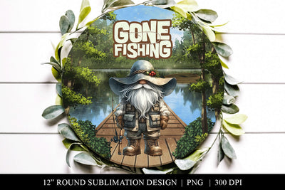 Gone Fishing Round Sublimation Design Sublimation BijouBay 