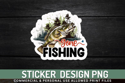 Gone fishing Sticker Design Sublimation Regulrcrative 