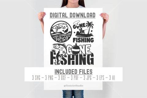 Gone Fishing Svg | Laser Cut Door Hanger | Glowforge File SVG TonisArtStudio 
