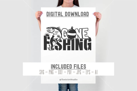Gone Fishing Svg | Laser Cut Door Hanger | Glowforge File SVG TonisArtStudio 