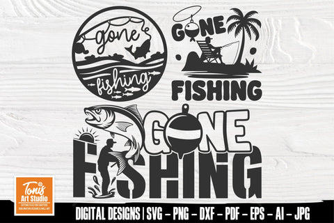 Gone Fishing Svg | Laser Cut Door Hanger | Glowforge File SVG TonisArtStudio 