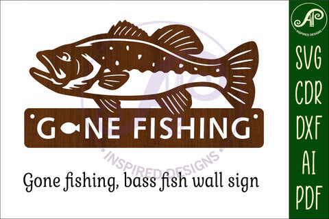 Gone fishing wall sign design laser cut Bass fish SVG APInspireddesigns 