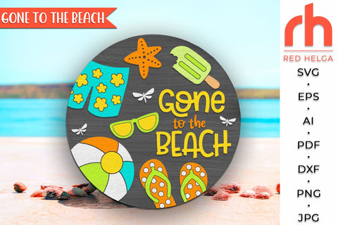 Gone to the Beach SVG, Summer Door Sign Cut File, Pool Decor SVG RedHelgaArt 