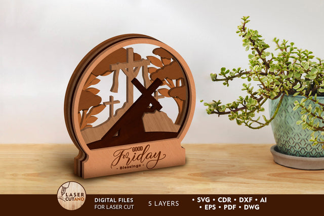 Good Friday Blessing, Home Decoration, Laser Cut Files, Wood Cut Template SVG LaserCutano 