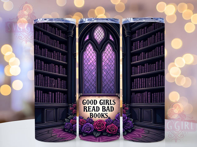 Good Girls Tumbler, Bad Books Design, Purple Roses Wrap, 20oz Sublimation, Book Lover Gift, Literary Decor, Digital Download Sublimation SvggirlplusArt 