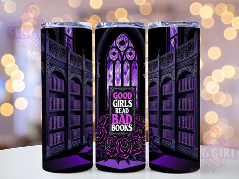 Good Girls Tumbler, Bad Books Design, Purple Roses Wrap, 20oz Sublimation, Book Lover Gift, Literary Decor, Digital Download Sublimation SvggirlplusArt 