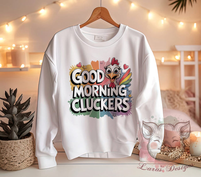 Good Morning Chicken, Clucker PNG, Farm Animals, Cute Chicken Art, Breakfast Clipart, Chicken Lover Gifts, Morning Humor, Digital Download Sublimation Lara' s Designs 