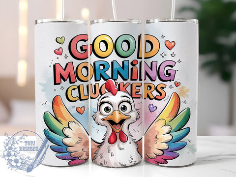 Good Morning Cluckers, Chicken Tumbler, Tumbler Design, Sublimation PNG, 20 oz Tumbler, Funny Chicken, Farmhouse Drinkware, Chicken Lover Gift Sublimation ToriDesigns 