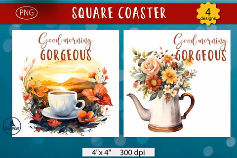 Good morning gorgeous | Square coaster designs Sublimation Olga Boat Design 