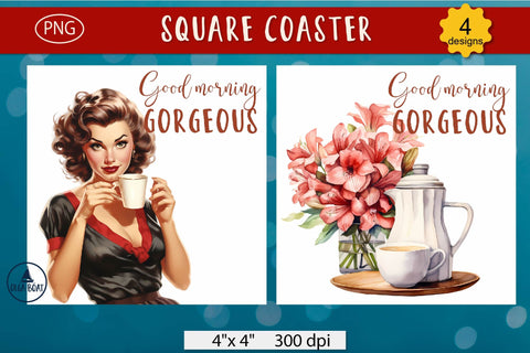 Good morning gorgeous | Square coaster designs Sublimation Olga Boat Design 