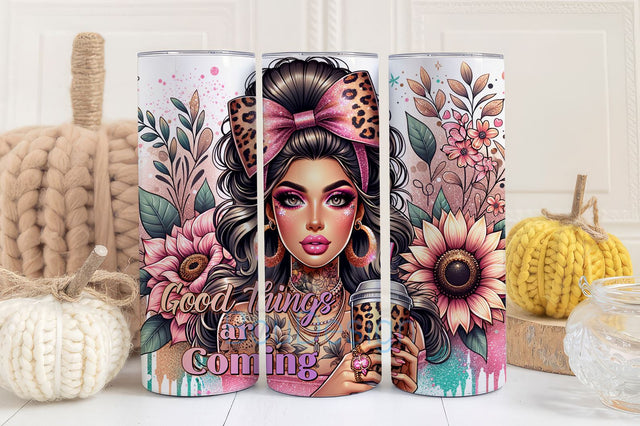 Good things are coming 20oz Skinny Tumbler Wrap, Mental Health Awareness Tumbler Design, Inspiration Tumbler PNG, Motivation Tumbler Wrap PNG Sublimation BouDesign 