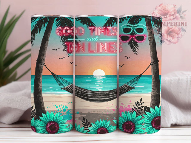 Good Times And Tan Lines Tumbler Wrap, Tropical Vibes Mug, Good Times Cup, Ocean Sunset Wrap, Vacation Aesthetic Design, Fun Sun Lover Gift, Sublimation Tumbler Wrap Sublimation Li Zamperini 