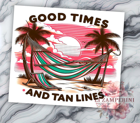 Good Times Tan Lines 20oz Tumbler Wrap PNG, Tropical Summer Beach Vibes Tumbler Png, Straight & Tapered Tumbler Wrap, Instant Digital Download Sublimation Li Zamperini 