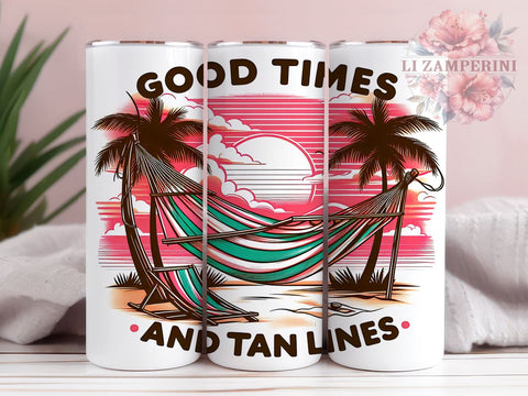 Good Times Tan Lines 20oz Tumbler Wrap PNG, Tropical Summer Beach Vibes Tumbler Png, Straight & Tapered Tumbler Wrap, Instant Digital Download Sublimation Li Zamperini 