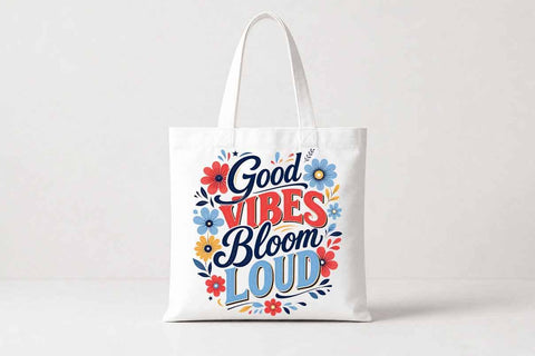 Good Vibes Bloom Loud PNG Floral Sublimation Quote Digital Download SVG BillahCrafts 