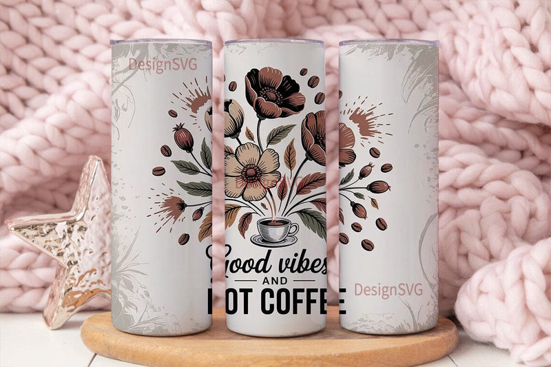 Good Vibes Coffee 20oz Tumbler Wrap Sublimation DesignSVG 