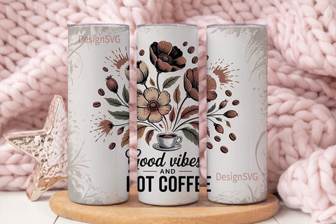 Good Vibes Coffee 20oz Tumbler Wrap Sublimation DesignSVG 