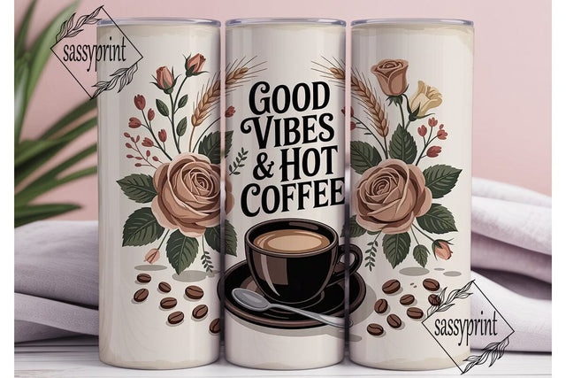 Good Vibes Coffee 20oz Tumbler Wrap Sublimation sassyprint 