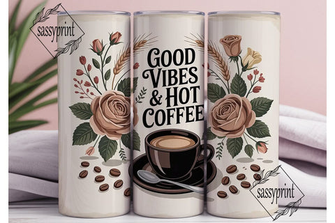 Good Vibes Coffee 20oz Tumbler Wrap Sublimation sassyprint 