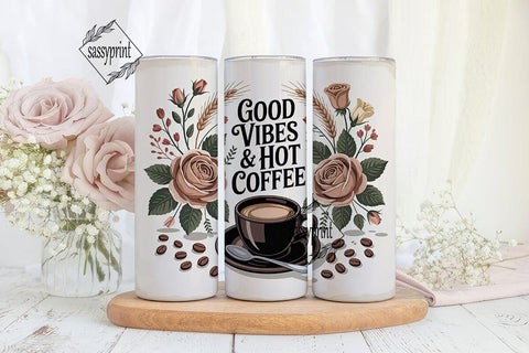 Good Vibes Coffee 20oz Tumbler Wrap Sublimation sassyprint 