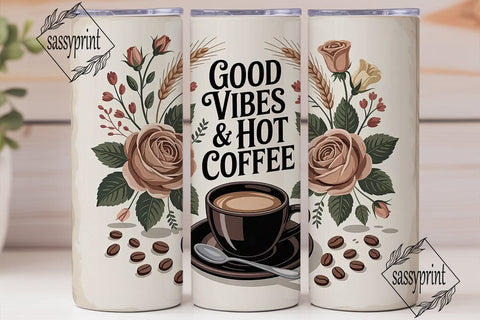 Good Vibes Coffee 20oz Tumbler Wrap Sublimation sassyprint 
