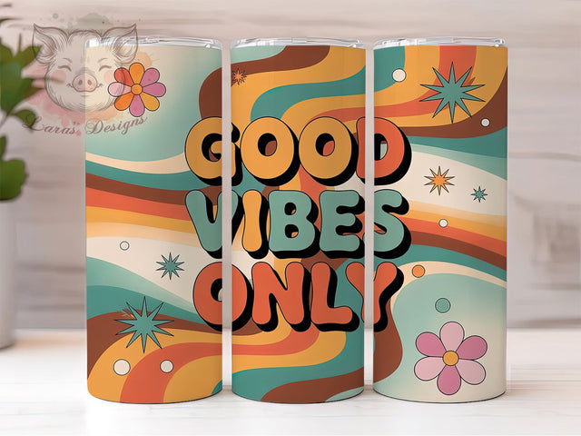 Good Vibes Only Coffee 20oz Tumbler Wrap, Good Vibes Only, Coffee Quote Design, Vintage Coffee PNG, 20oz Tumbler Wrap, Positive Coffee Vibes, Retro Sublimation PNG Sublimation Lara' s Designs 