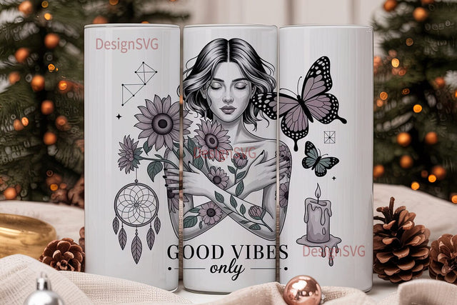 Good Vibes Only Tumbler Wrap Sublimation DesignSVG 