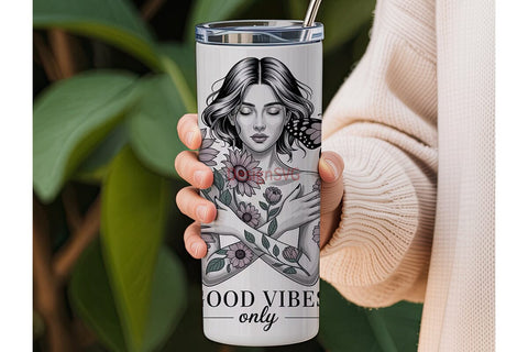 Good Vibes Only Tumbler Wrap Sublimation DesignSVG 