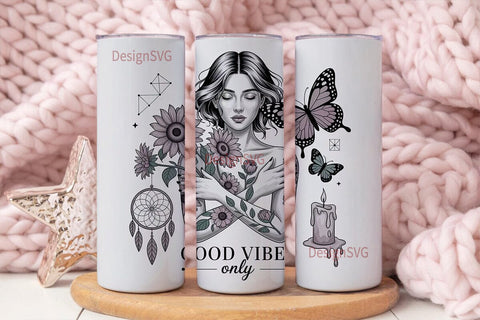 Good Vibes Only Tumbler Wrap Sublimation DesignSVG 