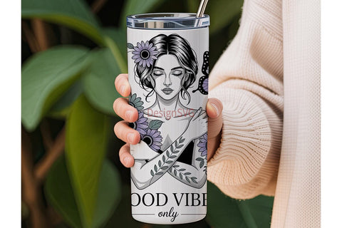 Good Vibes Only Tumbler Wrap Sublimation DesignSVG 