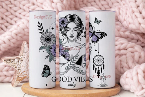 Good Vibes Only Tumbler Wrap Sublimation DesignSVG 