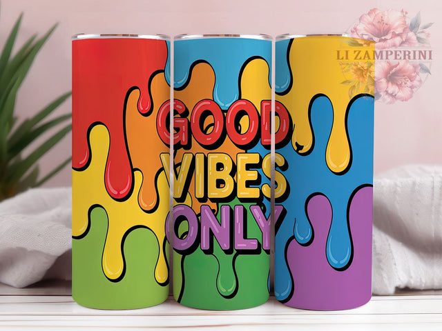 Good Vibes Positive 20oz Tumbler, Positive Tumbler Wrap, Colorful Tumbler Design, 20oz Tumbler Wrap, Sublimation Tumbler Design, Inspirational Tumbler, Digital Download Sublimation Li Zamperini 