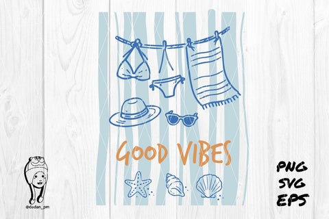 good vibes Summer Preppy Hand Drawn SVG dadan_pm 