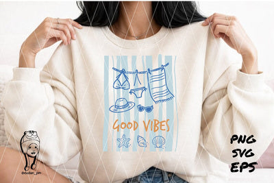 good vibes Summer Preppy Hand Drawn SVG dadan_pm 