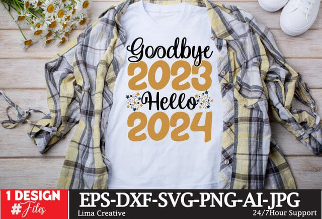 Goodbye 2023 Hello 2024 SVG Cut File,Happy New Year ,New Year Sublimation ,New Year T-shirt Design, New Year Retro ,New Year Clip Art,NEw Year SVG Bundle SVG Insomnia Std 