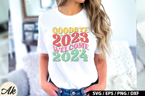 Goodbye 2023 welcome 2024 Retro SVG SVG akazaddesign 