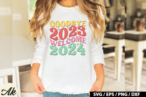 Goodbye 2023 welcome 2024 Retro SVG SVG akazaddesign 