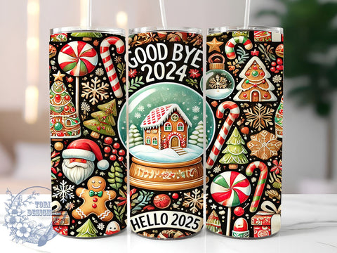 Goodbye 2024 Happy New Year Tumbler, New Year Tumbler, Happy New Year 2025, 20oz Tumbler Wrap, New Year Celebration, Goodbye 2024, Festive Drinkware, New Year Gift Sublimation ToriDesigns 