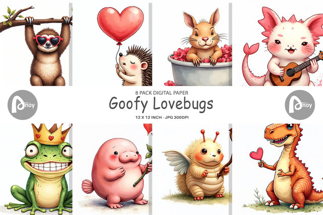 Goofy Lovebugs Digital Paper Digital Pattern artnoy 