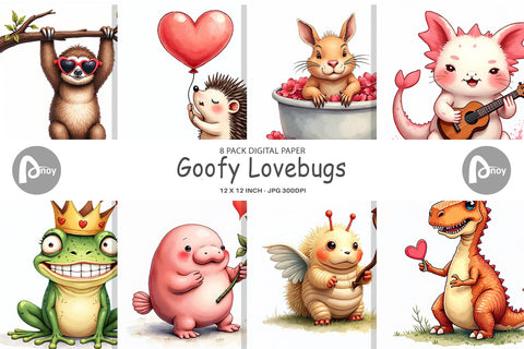 Goofy Lovebugs Digital Paper Digital Pattern artnoy 