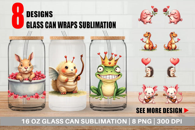 Goofy Lovebugs Glass Can Sublimation artnoy 
