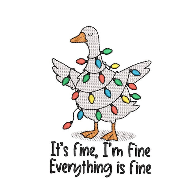 Goose Christmas Lights Embroidery Design, Farm Animal Embroidery File, 4 Sizes, Instant Download Embroidery/Applique DESIGNS Nino Nadaraia 