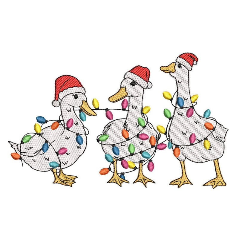 Goose Christmas Lights Embroidery Design, Farm Animal Embroidery File, 4 Sizes, Instant Download Embroidery/Applique DESIGNS Nino Nadaraia 