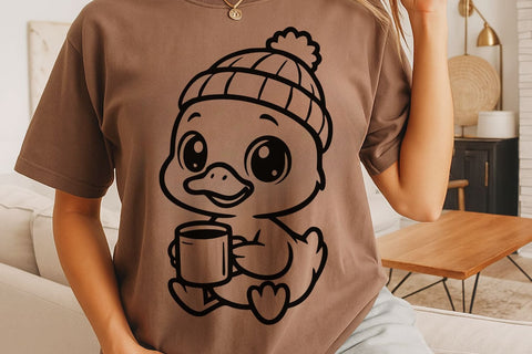 Goose Drinking Coffee| Cute Goose SVG Cutting Files. SVG CosmosFineArt 