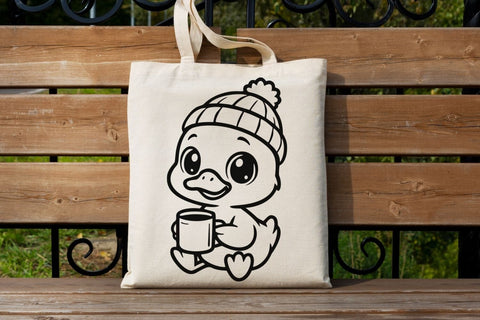 Goose Drinking Coffee| Cute Goose SVG Cutting Files. SVG CosmosFineArt 