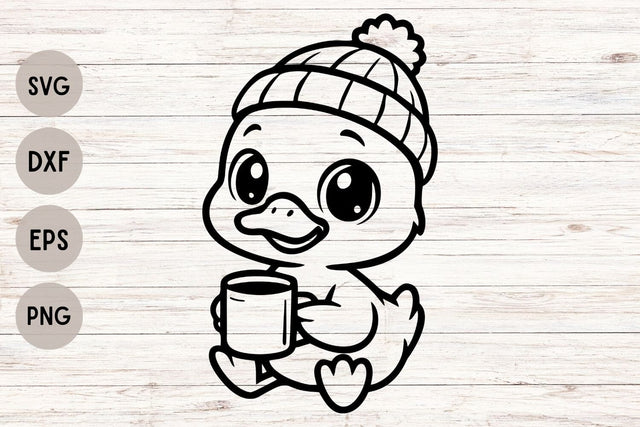 Goose Drinking Coffee| Cute Goose SVG Cutting Files. SVG CosmosFineArt 