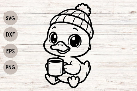 Goose Drinking Coffee| Cute Goose SVG Cutting Files. SVG CosmosFineArt 