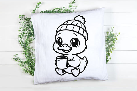 Goose Drinking Coffee| Cute Goose SVG Cutting Files. SVG CosmosFineArt 