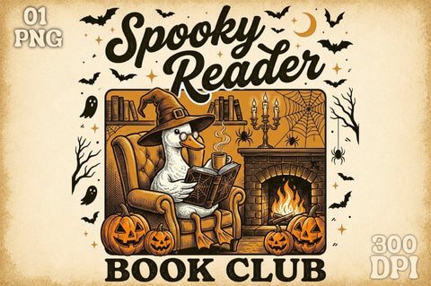 Goose Halloween-BookGoose Halloween PNG Sublimation designartist 